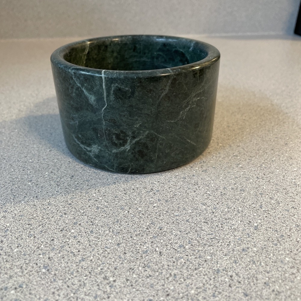 Vintage Green Marble Stone Wine Coaster Nut Bowl Trinket Chiller Cooler Crock